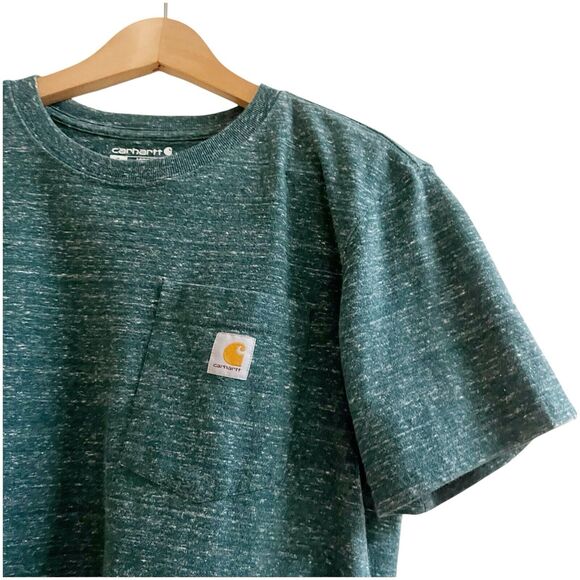 Carthartt Men’s Green Heathered T Shirt Loose Fit Size Small Cotton Blend Work - Picture 7 of 9
